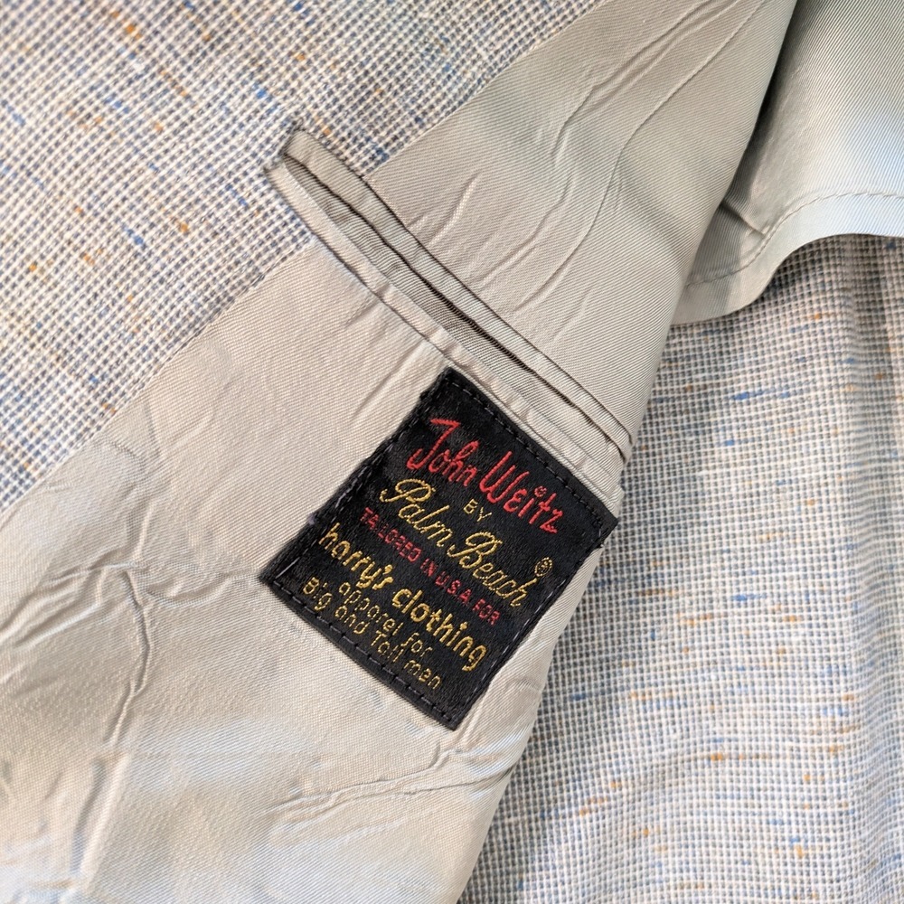 Vintage Palm Beach Blazer Mens Check 48R Tweed Sport Coat 60s-70s - Picture 4 of 12